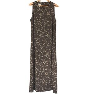 Evan Picone Mocha Mousse Cream Floral Y2K Maxi Sheath High‎ Neck Dress Size 14
